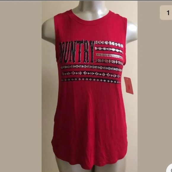 Rebellious One Tops - Rebellious One Country Flag Red Sleeveless Tank Shirt